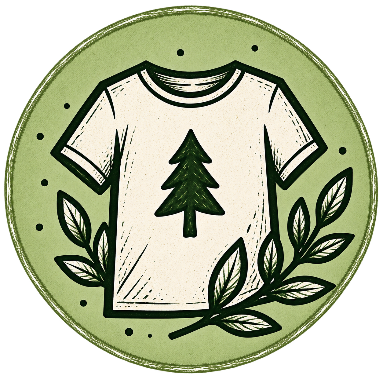 Illustration eines T-Shirts mit Baum als Icon für Waldgöre Klamotten