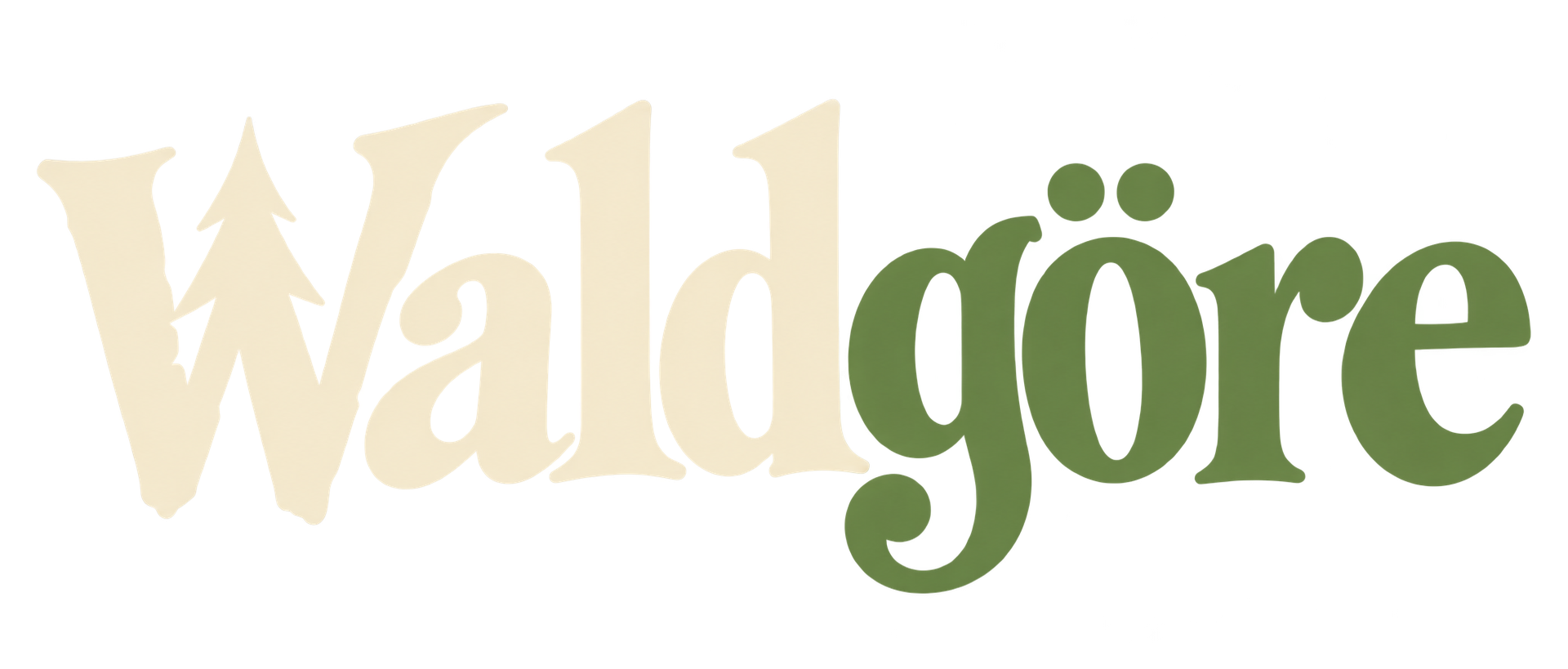 Waldgöre Logo in heller und grüner Schrift für dunkle Hintergründe
